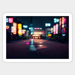 Tokyo City Street View With Neon signs / Tokyo, Japan Sticker